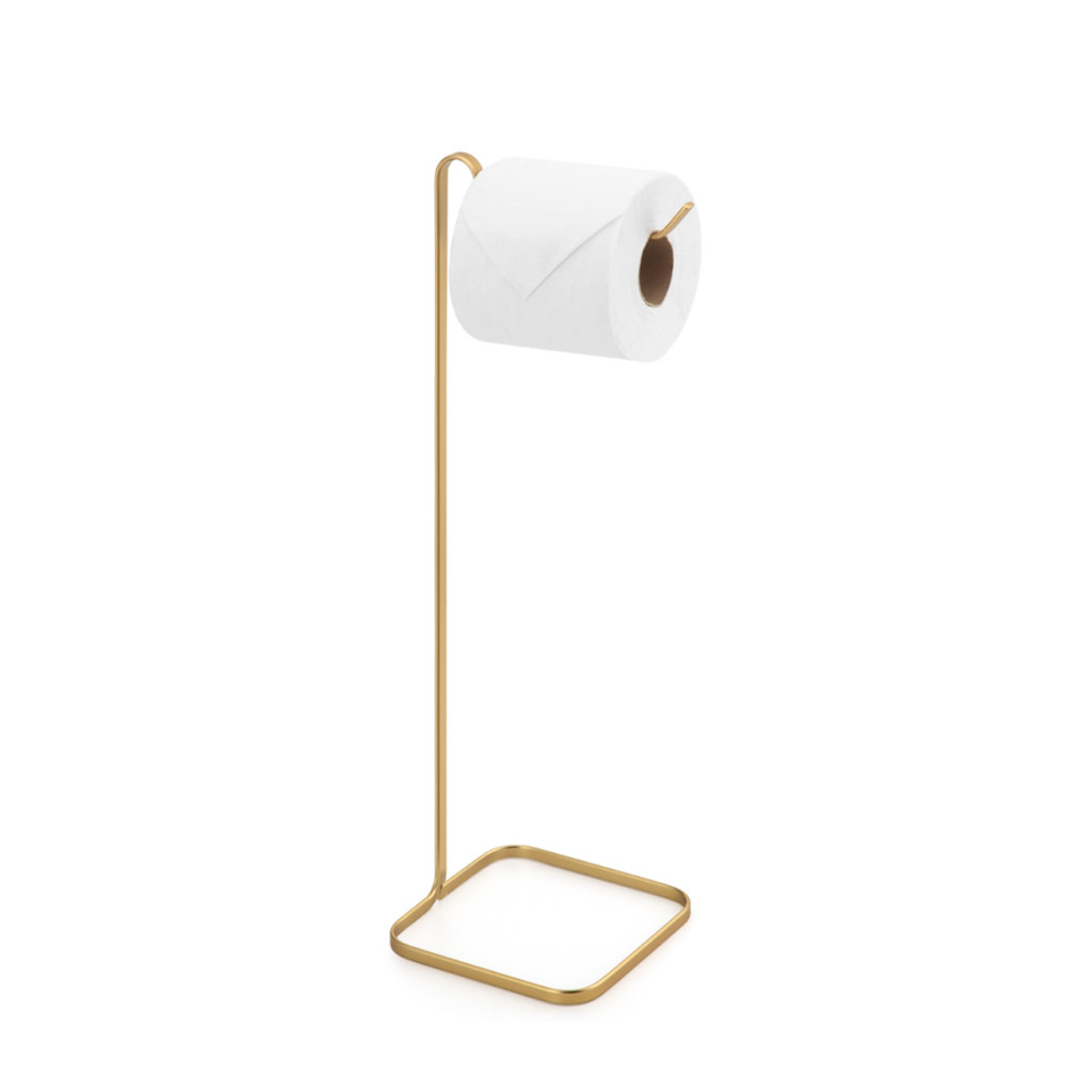 Suporte Papel Higiênico De Chão Para Banheiro Lavabo Dourado Fosco Luxo Arthi em Oferta na Shopee