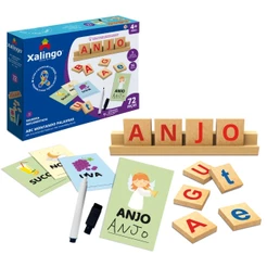 JOGO ABC MONTANDO PALAVRAS 2 XALINGO MADEIRA REFLORESTADA 72 PEÇAS HABILIDADE SOCIAL CRIANÇA DESENHO