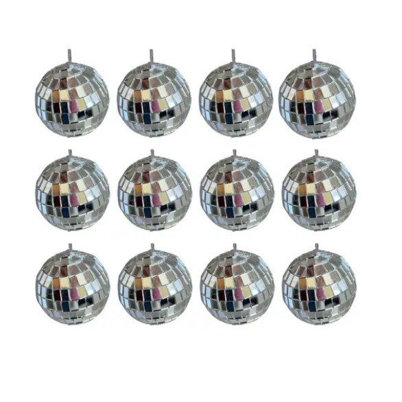Kit Com 12/ 24 / 36 Globo Espelhado 3 Cm Balada Festa Discoteca Aniversário Dança Halloween Evento Bolos Aniversário