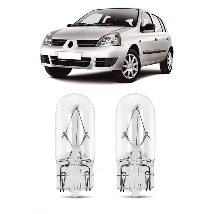 Par Lampada Pingo T10 Clio Farol Teto Placa 5w