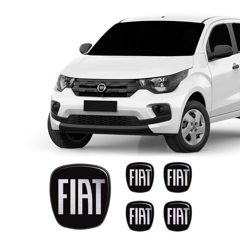 Kit 5 Adesivos Emblemas Fiat Preto Black Mobi 2016/2020 em Oferta na Shopee