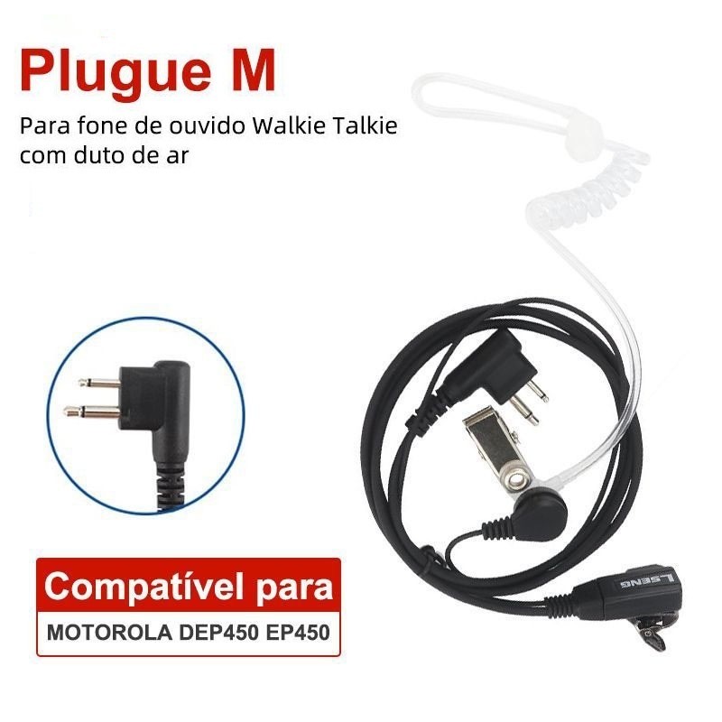 Fone com microfone de lapela  ptt para radio motorola EP450 SP50 de tubo acústico transparente