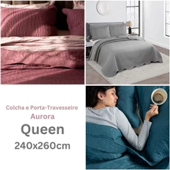 Colcha Casal com Porta Travesseiros Aurora Queen 240x260cm Camesa