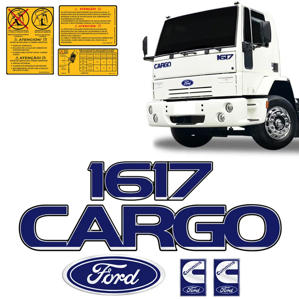 Kit Emblemas Cargo 1617 Adesivos Caminhão Ford Cummins