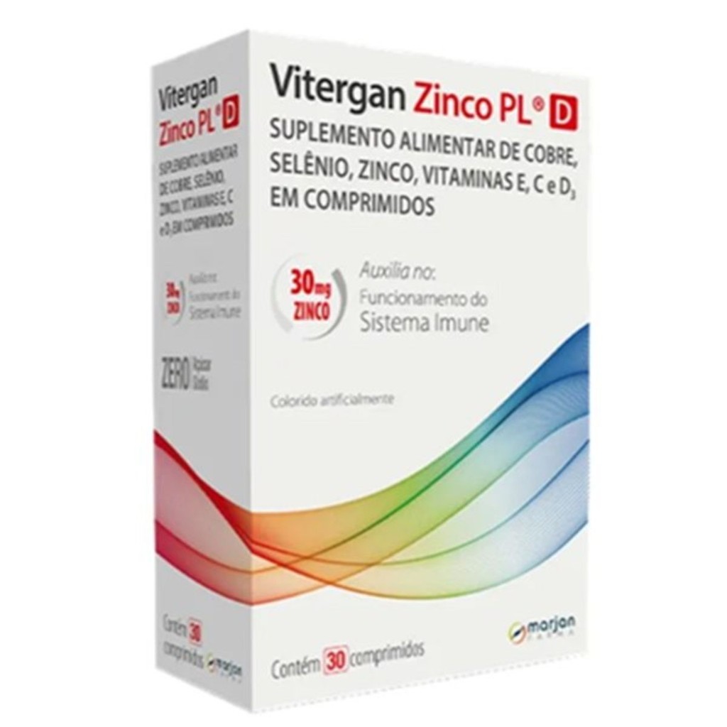 Suplemento Alimentar Vitergan Zinco Pl d Marjan 30 Comprimidos