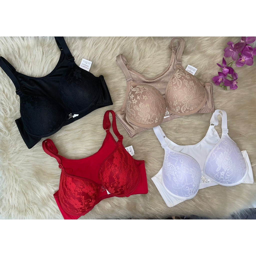 Sutiã Plus Size Nadador Reforçado de Microfibra e Renda Com Bojo - Lingerie Promoção St075