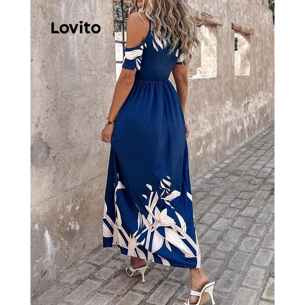 (Trendy) Lovito Vestido elegante floral com anel para mulheres LNL83030 - Women Clothes