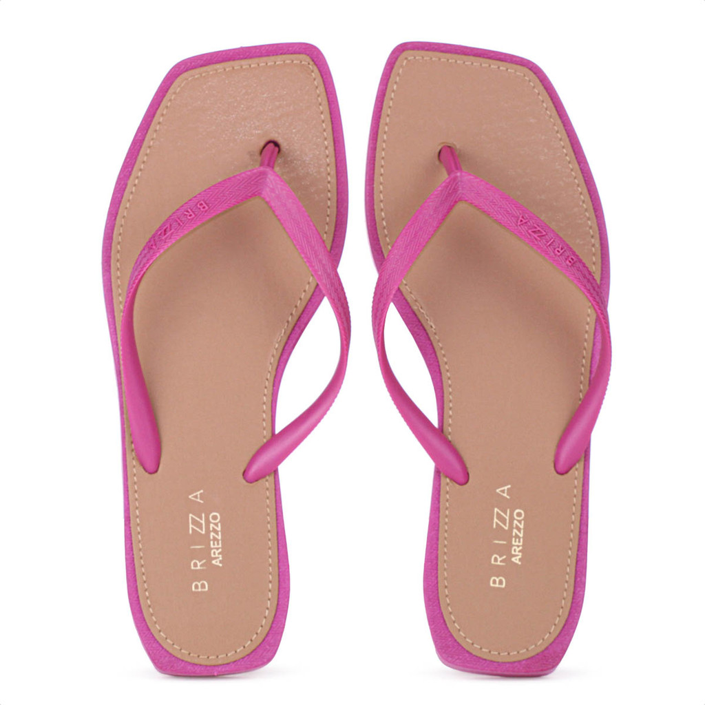 Chinelo Brizza Arezzo Bico Quadrado Rosa e Marrom - Feminino