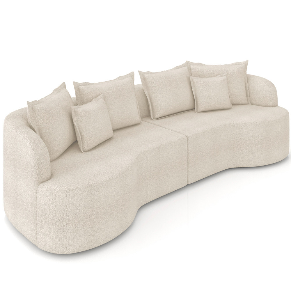 Sofá 3 Lugares Orgânico Sala De Estar Living 230cm Ekos K01 Bouclê Cru - Lyam Decor