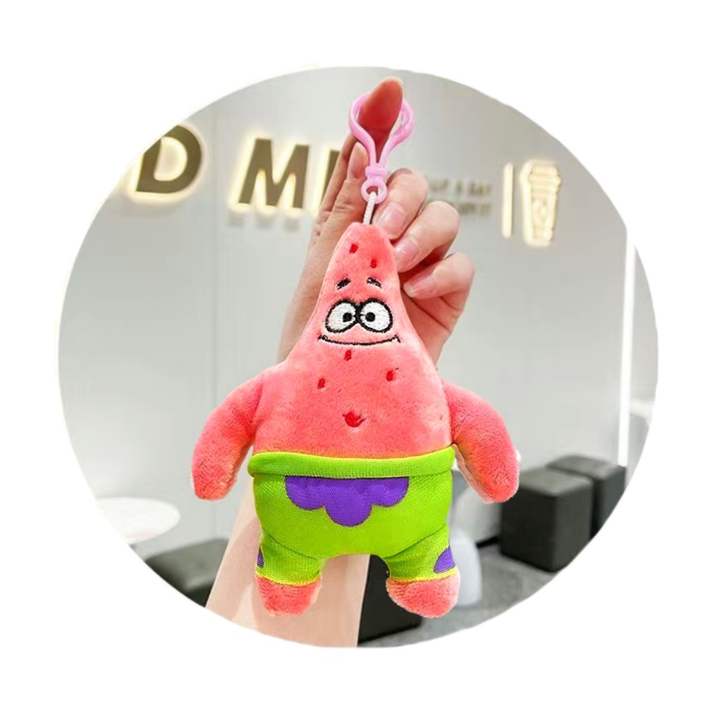 Chaveiro Fofo de Pelúcia Bob Esponja e Patrick - Pingente para Bolsa e Chaves