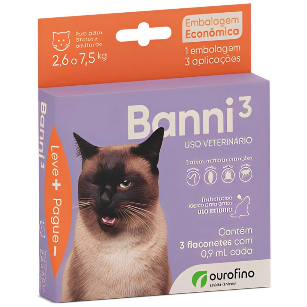 Banni 3 - Ouro Fino Embalagem Com 3 Flaconetes 7,5kg 0,90ml