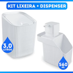 Kit Cozinha Porta Detergente e Lixeira 3L Conjunto Pia - MAIS BARATO