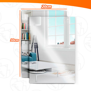 Kit 2 Espelhos Placa 30x20cm Adesivo Auto Colante Acrílico Boa Nitidez Retangular Decorativo Quarto Sala Banheiro Kollin em Oferta na Shopee
