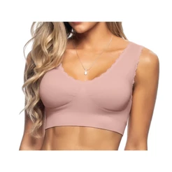 Sutiã Top com Renda e Bojo Removível sem Costura Blush Zee Rucci