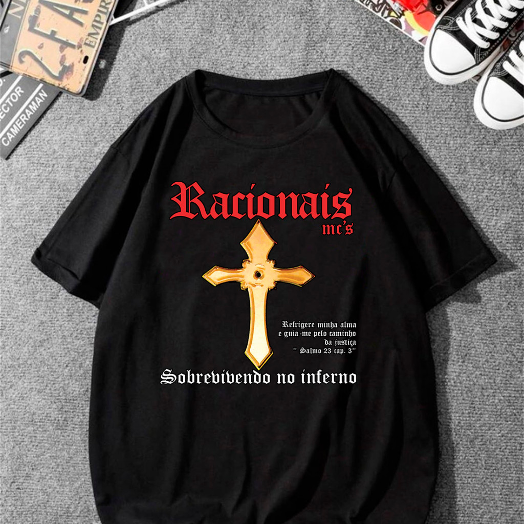 Camiseta Básica Racionais Camisa 100% Algodão Streetwear Temos Plus Size Lançamento - Envio Rápido
