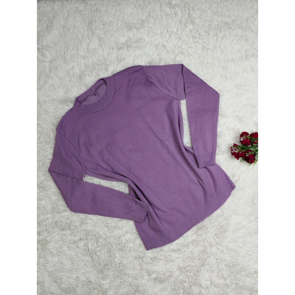 Blusa de tricot plus size básica manga comprido 0499