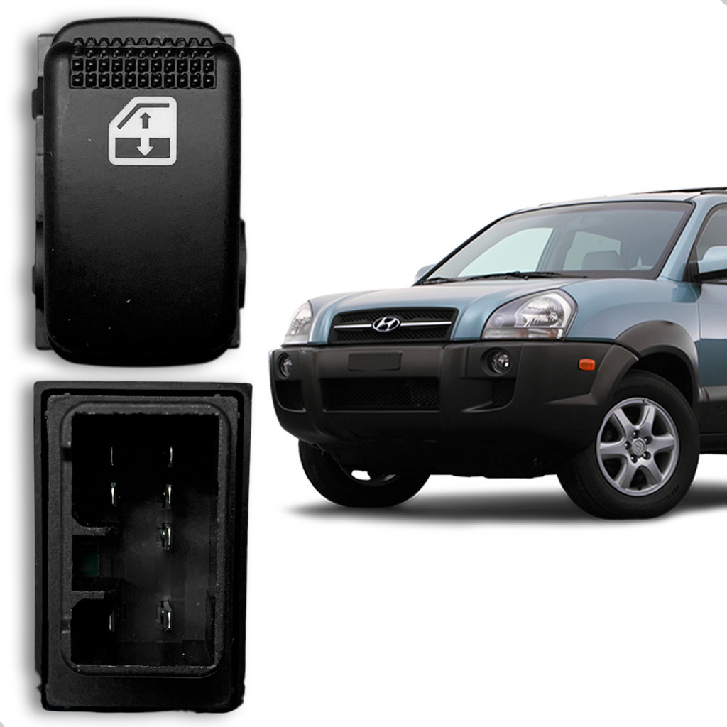 Botão Vidro Elétrico Lado Direito para Tucson 2005 até 2012 - LED Verde em Oferta na Shopee