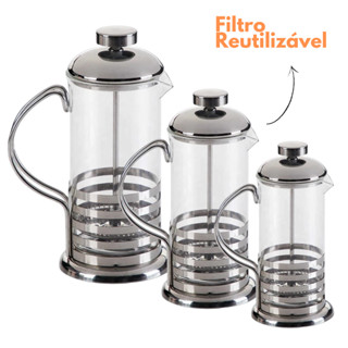 Cafeteira Prensa Francesa 800ml de Inox Vidro Cremeira para Café Leite Filtro de aço Inoxidável em Oferta na Shopee