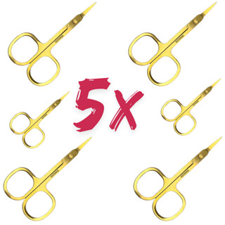5 Tesoura Tesourinha Ponta Fina Cortar Unha Sobrancelha Cortador Cílios Curva Dourada em Oferta na Shopee