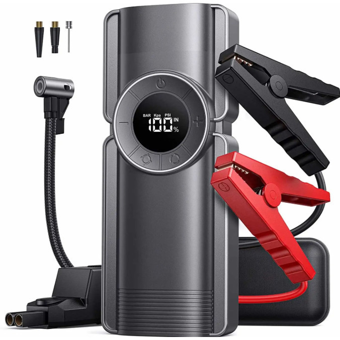 Acionador de Partida Auxiliar Compressor De Ar KP-TC26 USB 12V 15600mAh em Oferta na Shopee