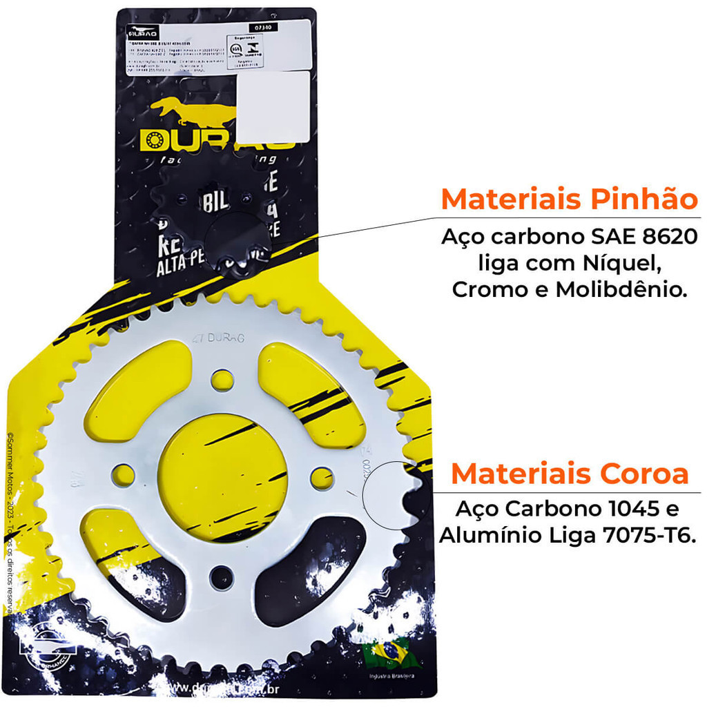Kit Coroa e Pinhão 47X15 Moto Dafra NH 190 P428 - Durag