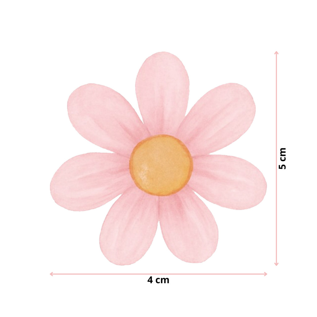 Kit 42 Adesivos De Parede Infantil Flor Margaridas Bebê Quarto Menina Decoração Feminina Rosa 5cm — imagem 2 de 2