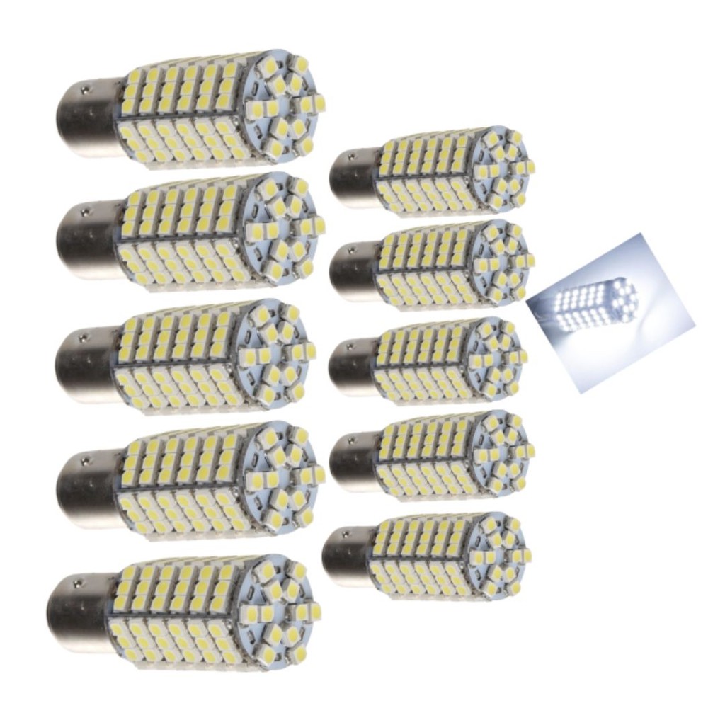 KIT 10 LAMPADA 120 LED BAY15D 2 POLO P21/5W 1157 1034 BRANCO 12V