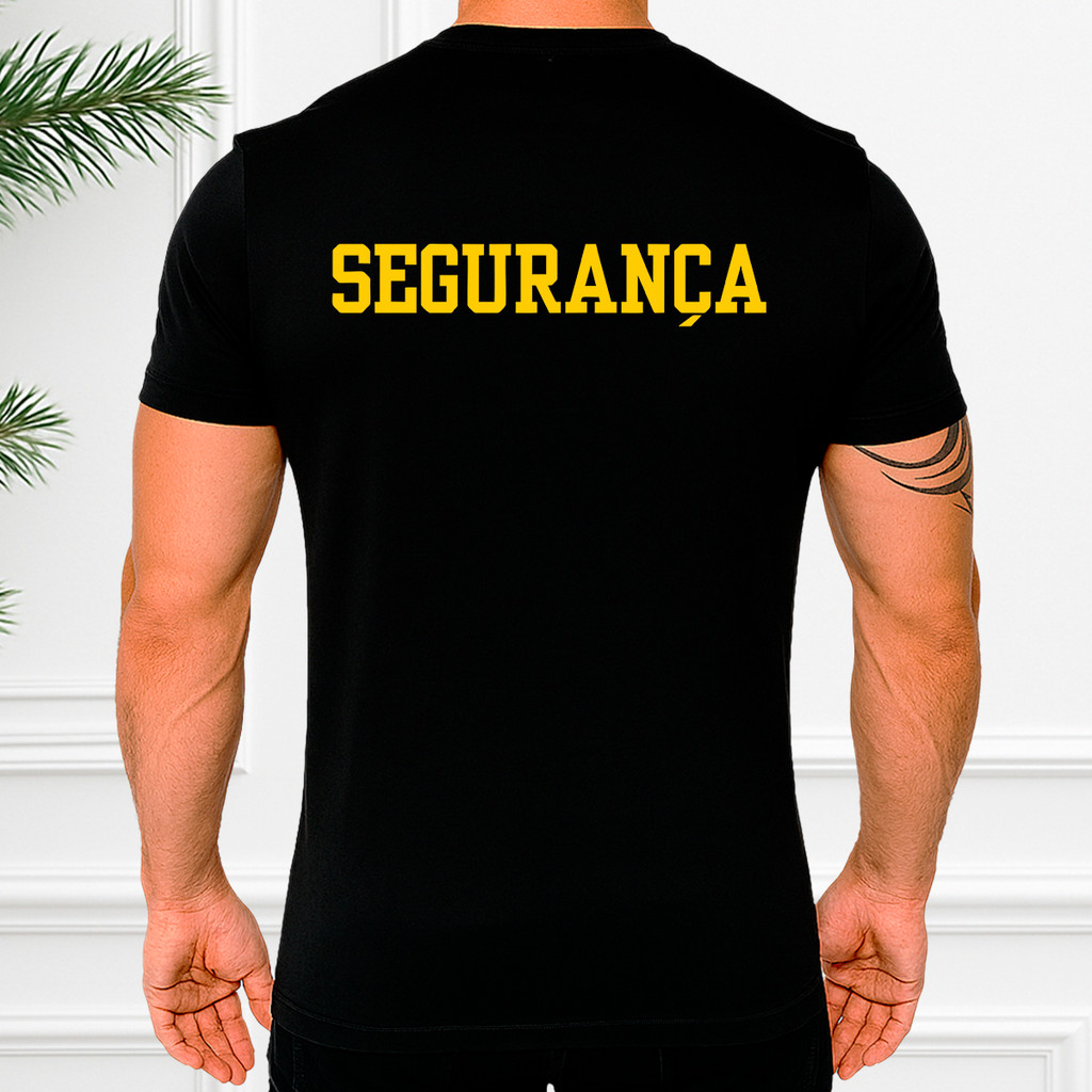 Camiseta Masculina Uniforme de Trabalho Profissões Segurança Preta Envio Rápido 100% Algodão