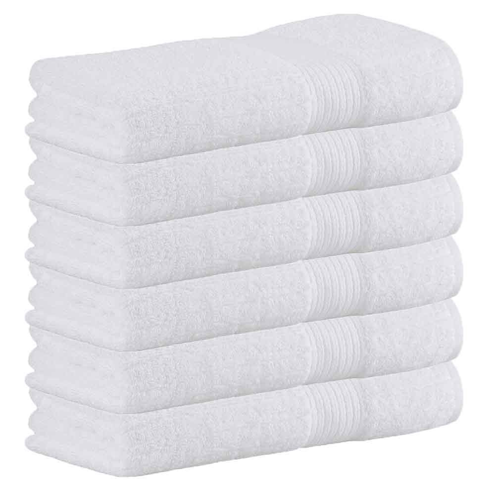 Kit 6x Toalha Banho Fio Penteado Canelado Branco Buddemeyer