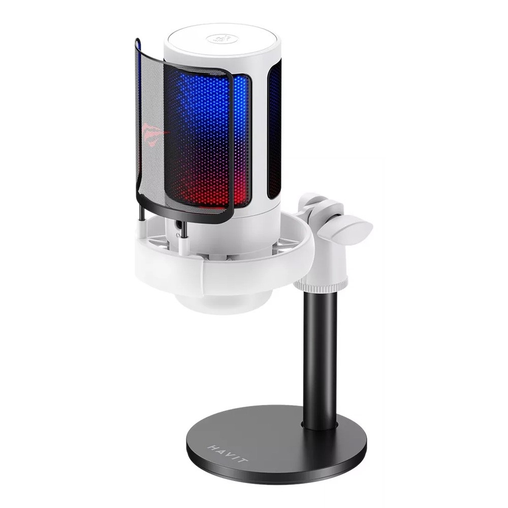 Microfone Stream Havit RGB Cardioide GK50 Preto/Branco