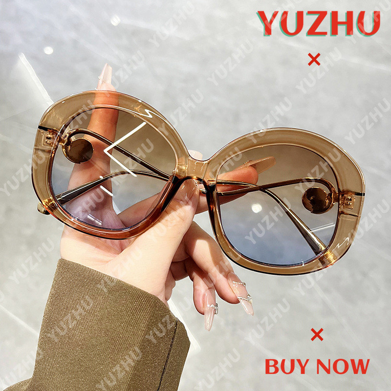 (YUZHU) Óculos De Sol Retrô Com Armação Redonda Pérola Para Mulheres , De Templos De Metal Grande Da Moda Ocidental em Oferta na Shopee