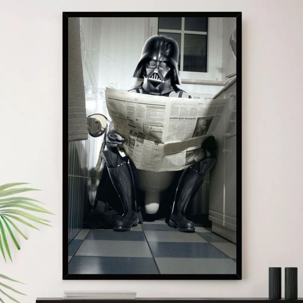 Quadro Darth Vader Banheiro Jornal Decorativo em Oferta na Shopee