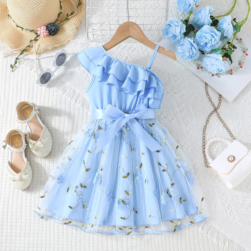 Vestido de bebê, vestido de princesa Fashion de verão para meninas de 2 a 7 anos, vestido de festa