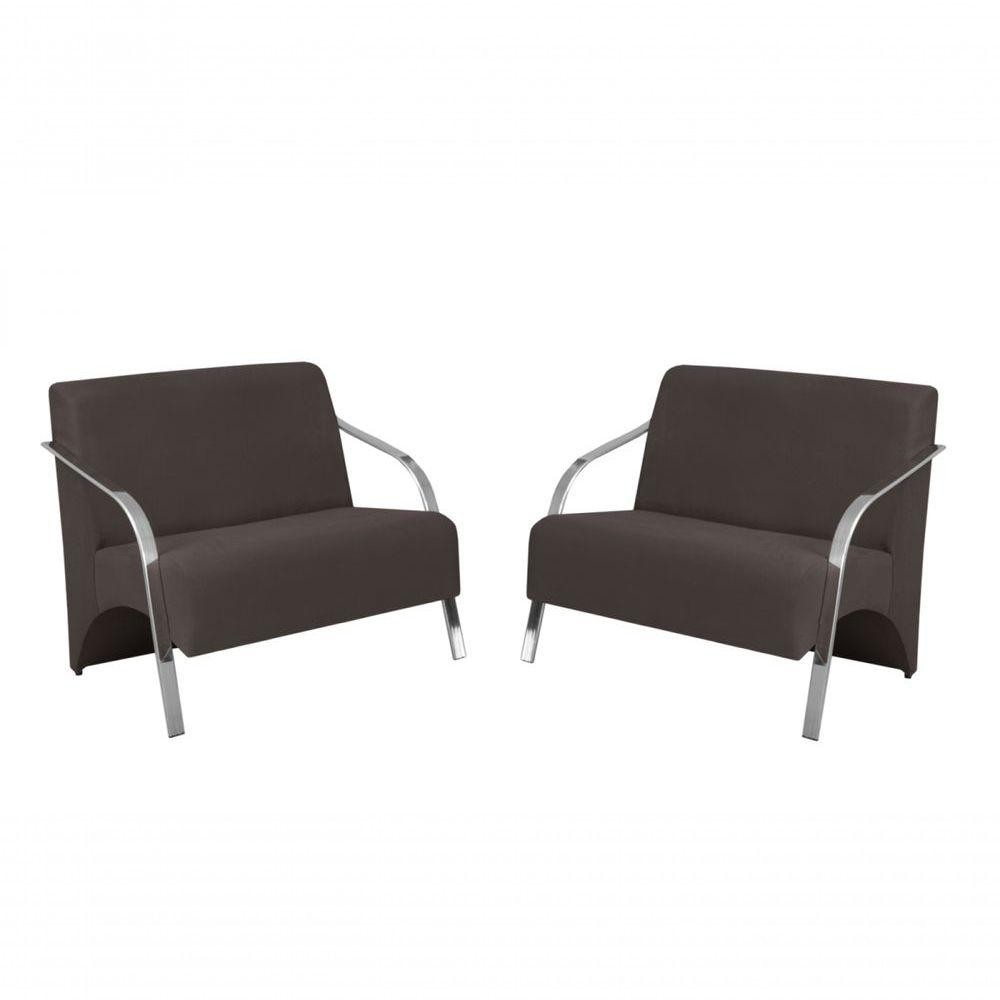 Kit 2 Poltronas Namoradeira 2 Lugares Alumínio Suede Marrom em Oferta na Shopee