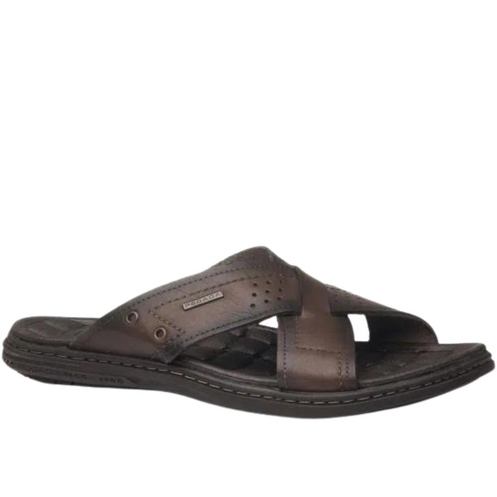 Chinelo Masculino Pegada em Couro Cruzado 131222