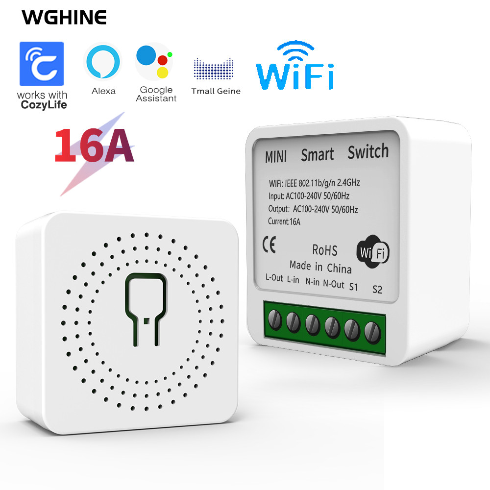 16A WIFI Interruptor Inteligente mini Suporte Alexa google home Controle De Voz