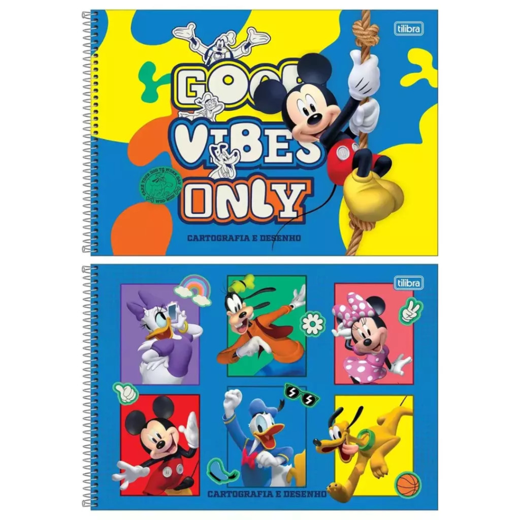 Caderno Espiral Cartografia e Desenho Mickey Mouse - Tilibra