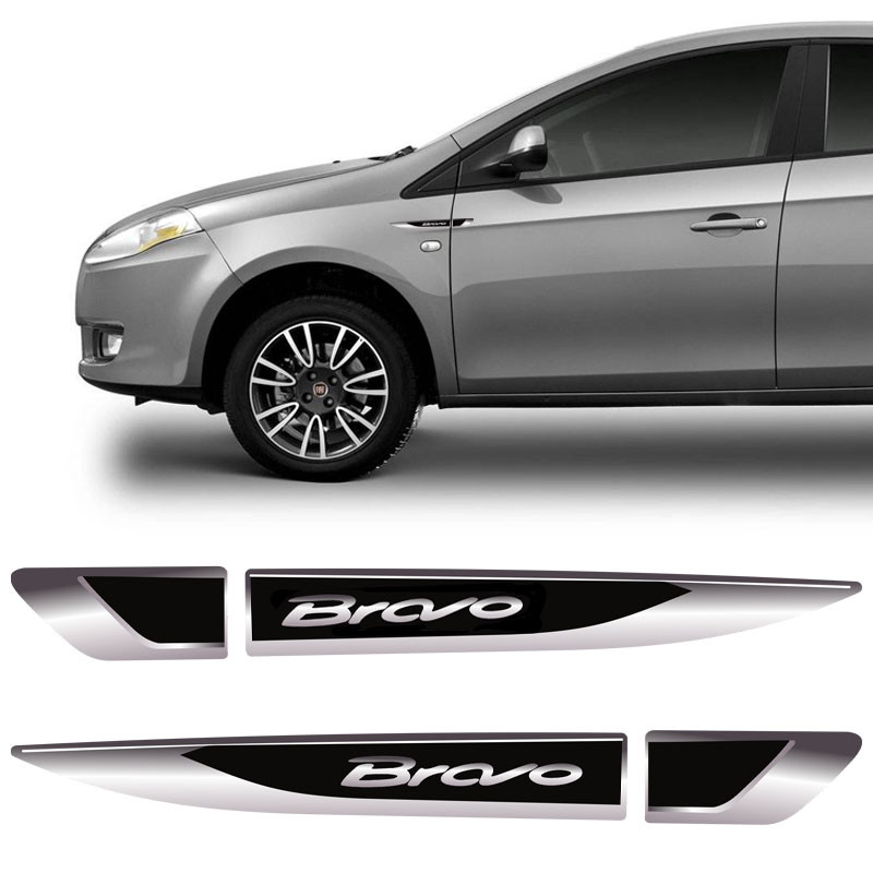 Par De Aplique Lateral Fiat Bravo 2011/2016 Emblema Resinado