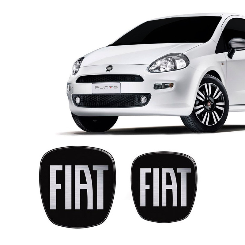 Kit 2 Adesivos Emblema Fiat Preto Black Punto 2007 Ate 2017