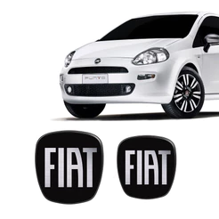 Kit 2 Adesivos Emblema Fiat Preto Black Punto 2007 Ate 2017
