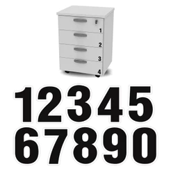 Kit 6 Cartelas Numeros Adesivo Preto Armario Gaveta Maquina