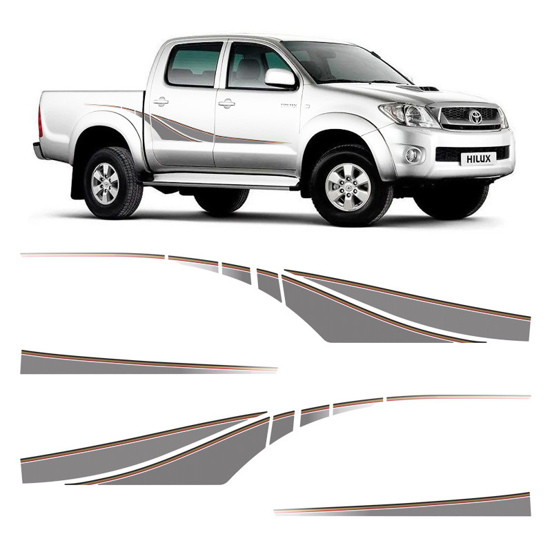 Kit Faixa Lateral Hilux 2009 Adesivo Decorativo Cabine Dupla