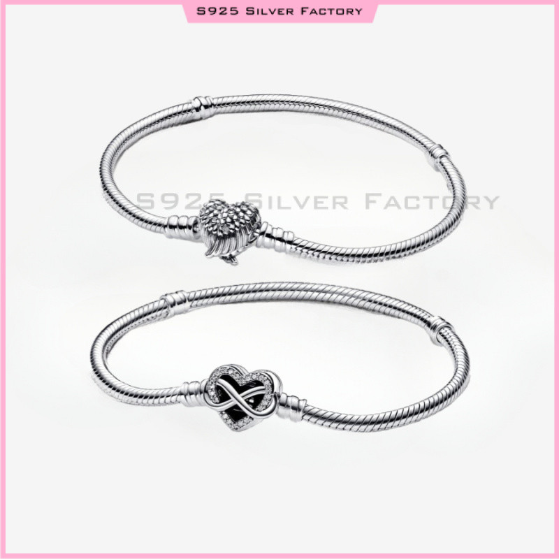 Coração Asas Fecho Cobra Corrente Pulseira 925 Prata Homem Presente Mulher Aniversário Bênção Celebração em Oferta na Shopee