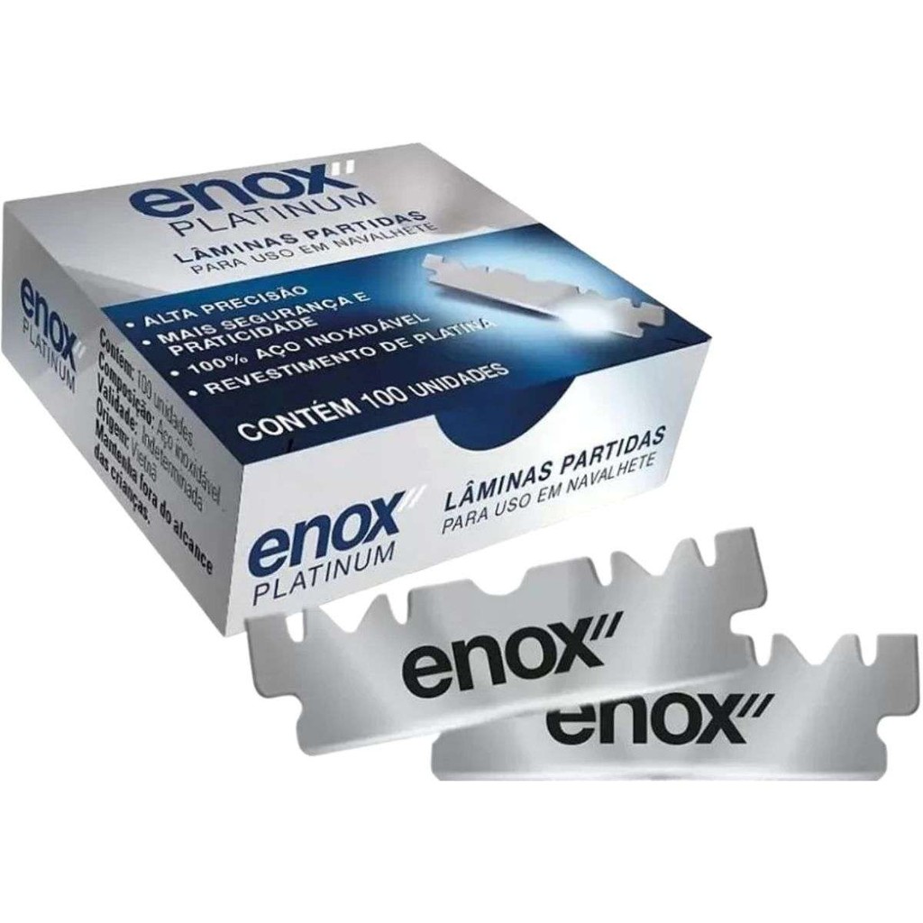 Laminas Para Navalhete Fio Unico Enox Platinum com 100unid em Oferta na Shopee