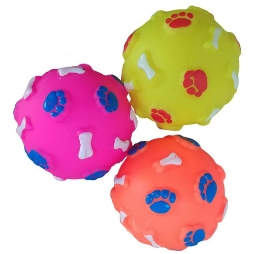 3 Brinquedos Pet Bola Bolinha Vinil Com Apito Cães pequenos e filhotes York Lulu Pinscher Pug Shitzu