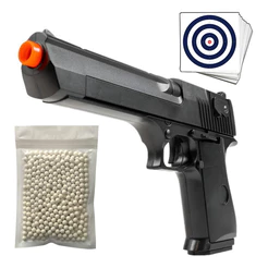 Pistola Airsoft Desert Eagle V30 Spring 6mm Rossi + 1000 Bbs e Alvos