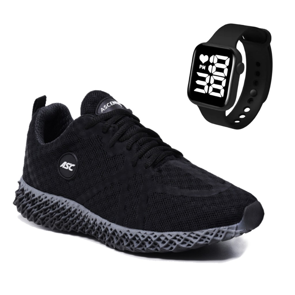 Kit Tênis Masculino + Relógio Esportivo Digital Academia, Caminhada Corrida Treino Esporte