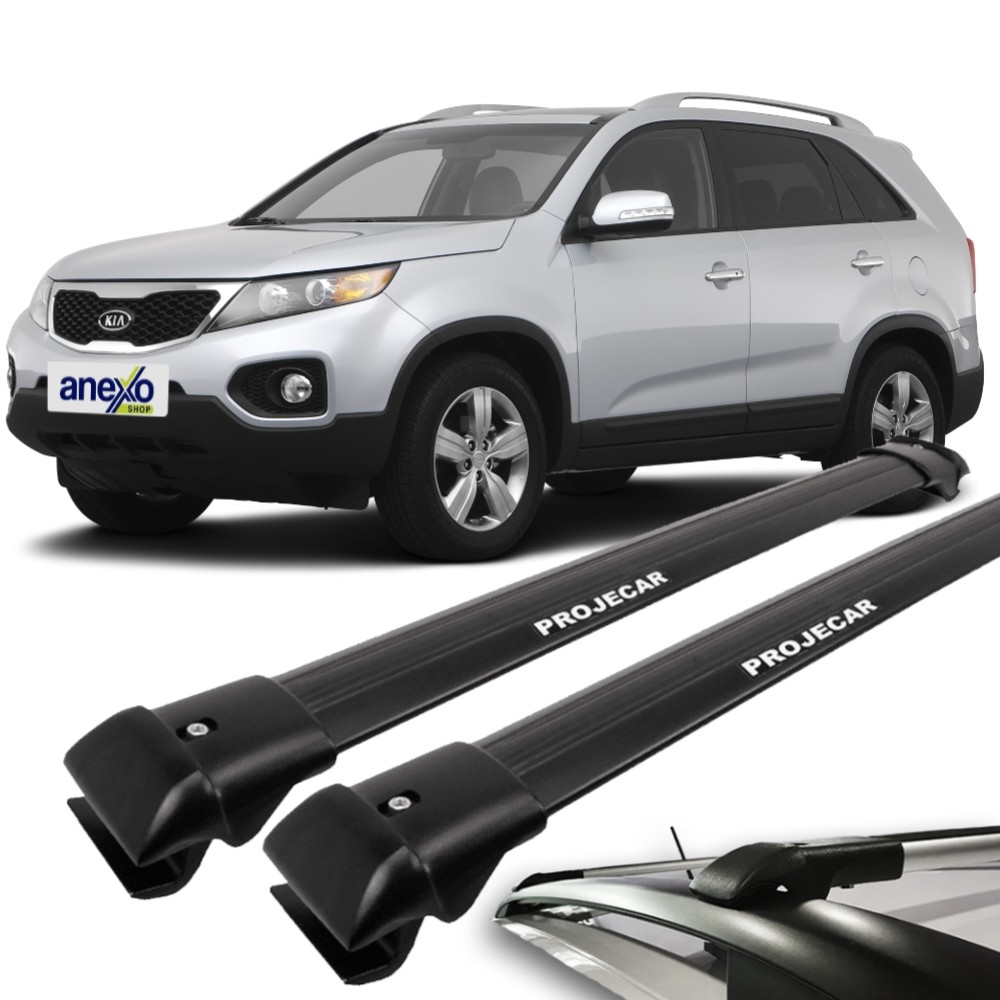 Rack de Teto Sorento 2010 a 2013 Projecar TS-2005 Travessa Longarina Slim Preta Par