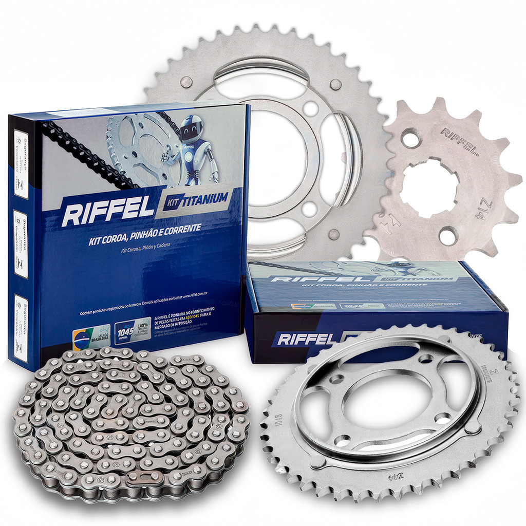 Kit Relação Transmissão Riffel Cg 125 Titan 2000 A 2008 Titanium Aço1045 - Riffel 71790 em Oferta na Shopee