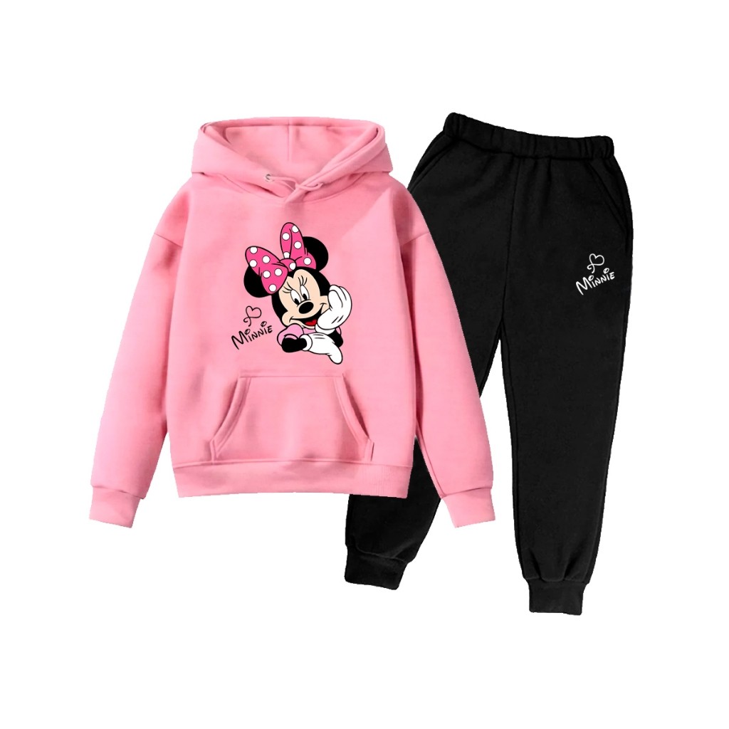 Kit Conjunto Moletom Flanelado Infantil Minnie Desenho Fofo Agasalho Quentinho 100% Algodão Envio Imediato